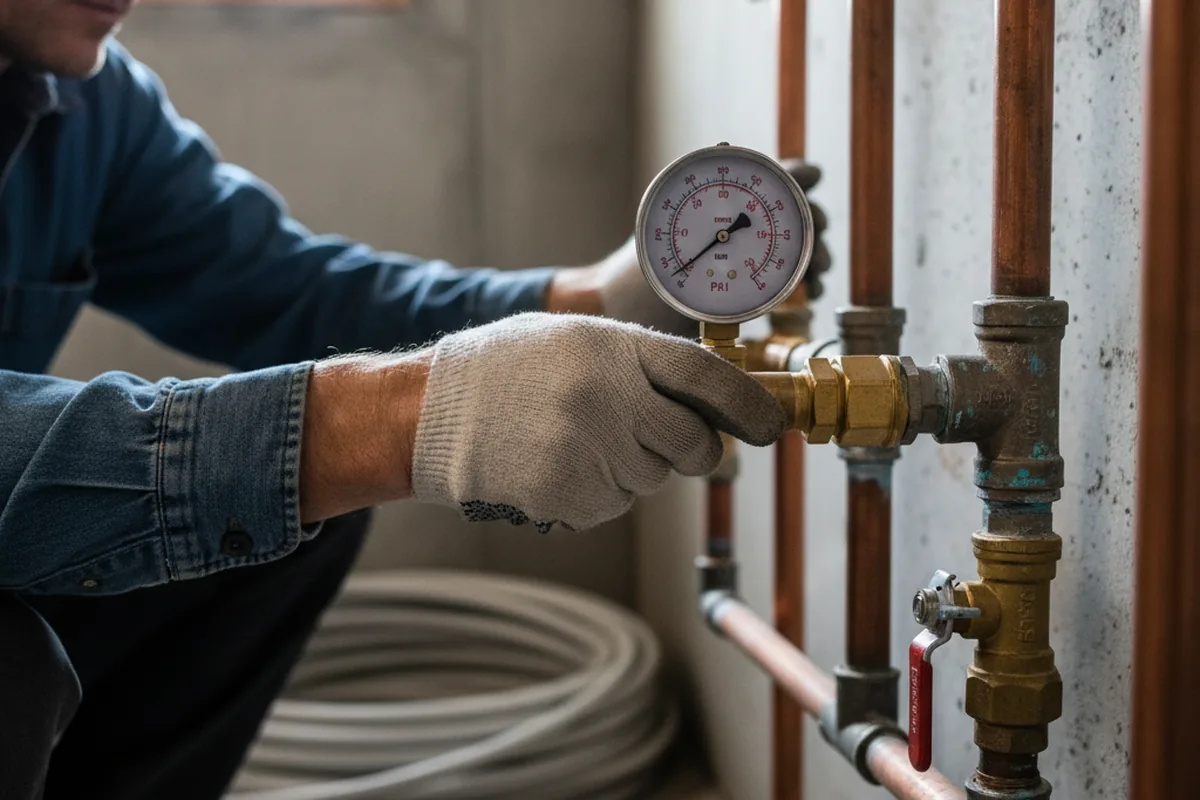Pressure testing a repaired line during Water Line Repair in Belsano